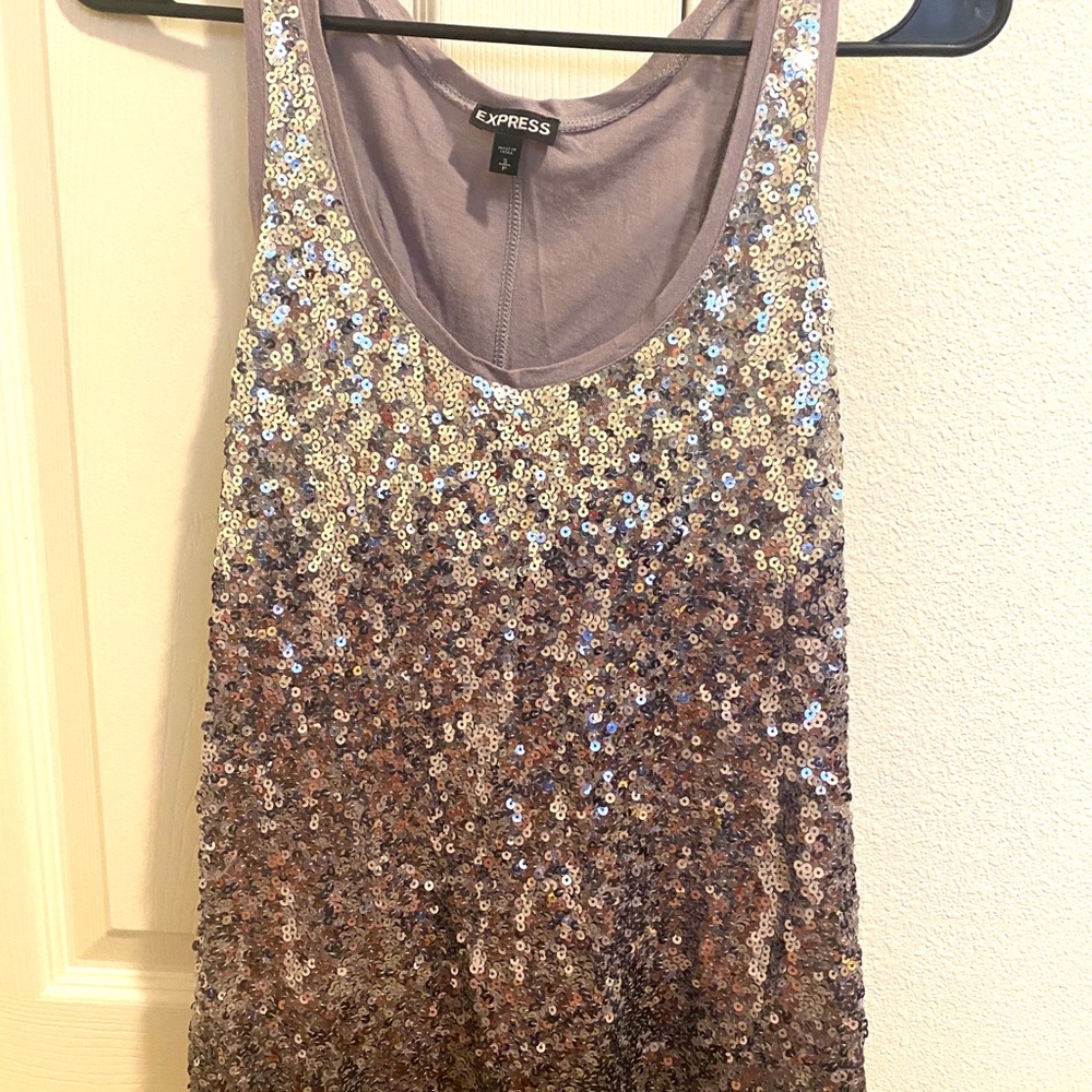 Express Sequin Grey Ombré Tank
